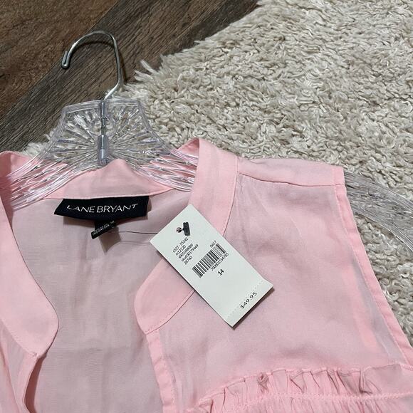 Lane Bryant Size 14 Pink Ruffled V Neck Tank Top NWT - Picture 4 of 6